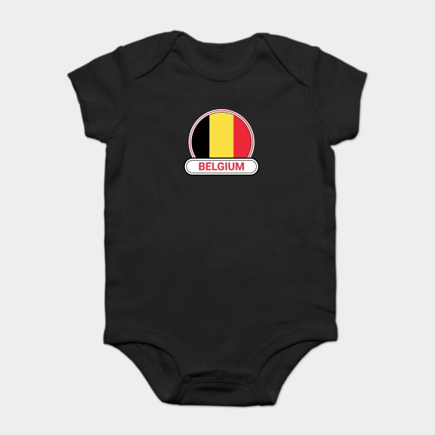 Belgium Country Badge - Belgium Flag Baby Bodysuit by Yesteeyear